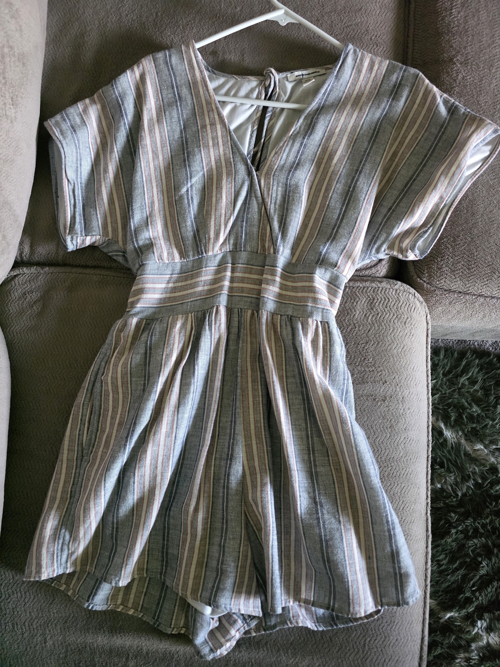 Striped V-Neck Blue & Cream Romper